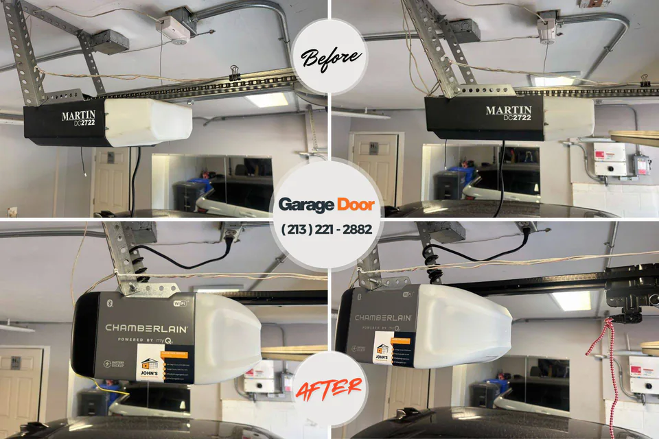 Before and after: garage door repair Hartwell, GA